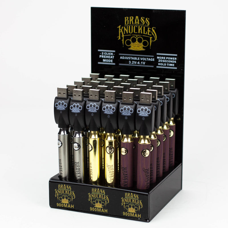 O 900 mAh Brass Knuckles Vape Battery Display of 30