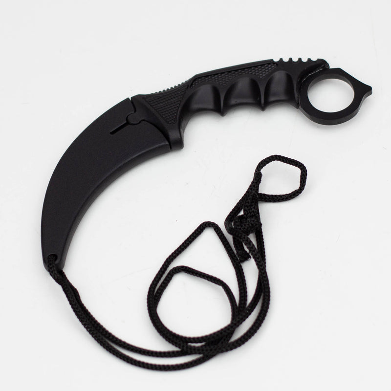 O Defender 7.5" All  Black Karambit Stainless Steel Tactical Hunting  Knife Sheath [13639]