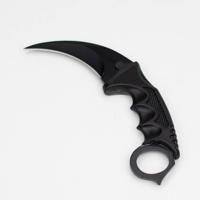 O Defender 7.5" All  Black Karambit Stainless Steel Tactical Hunting  Knife Sheath [13639]