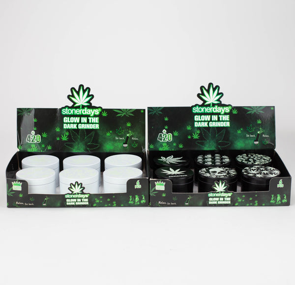 O Glow In the Dark - 4 Part Grinder, 63MM Assorted Designs Box of 6 [PH6918-Stoner]