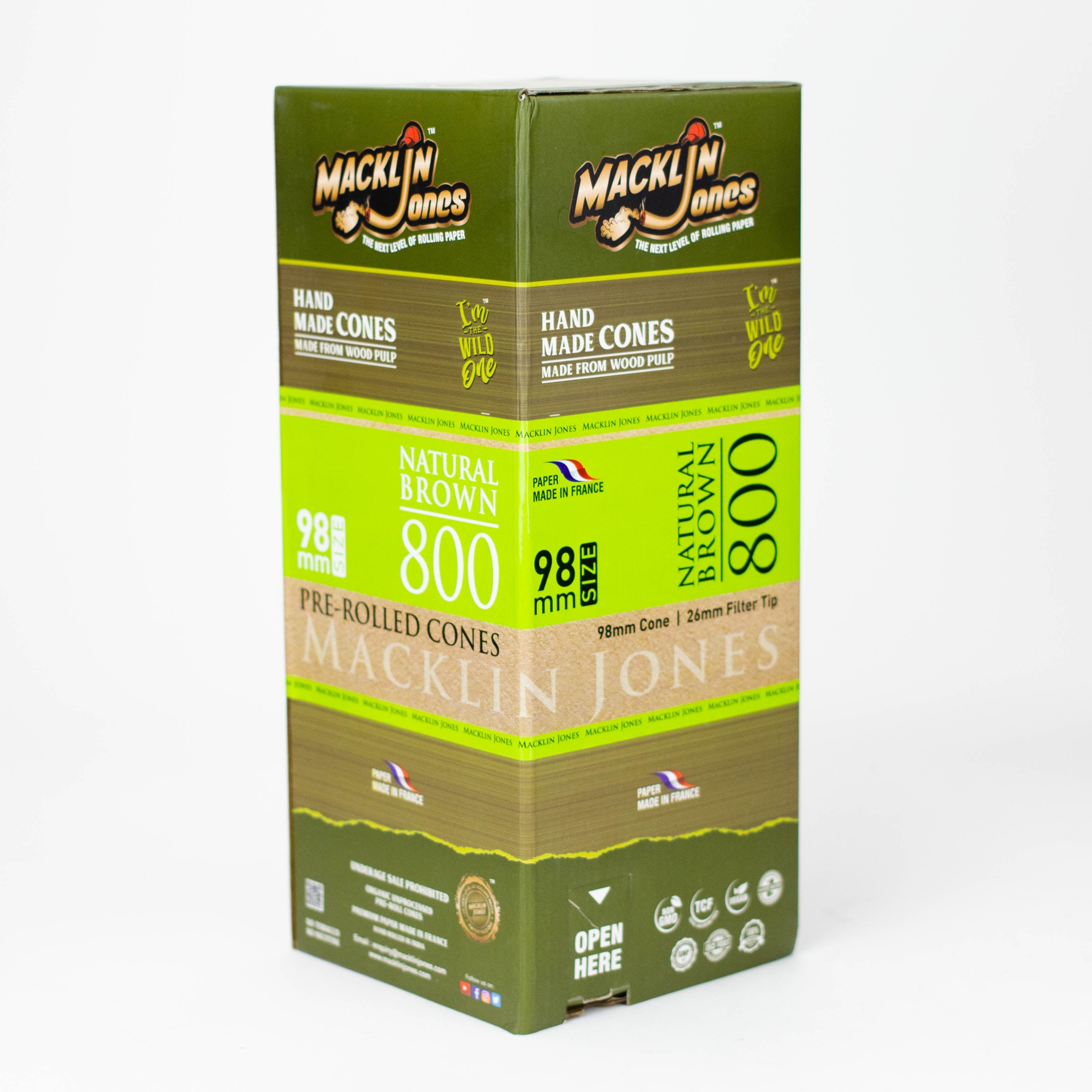 O Macklin Jones Natural Brown 98 mm Size PreRolled cones Tower 800