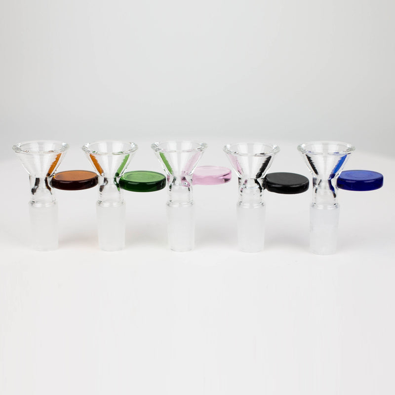 O Glass bowl with  color round handle for 14 mm Pack of 3