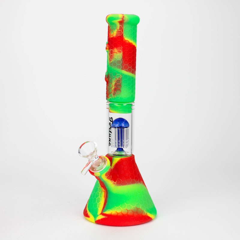 O 11" Silicone with glass percolator bong - Assorted Colours [SP1060]