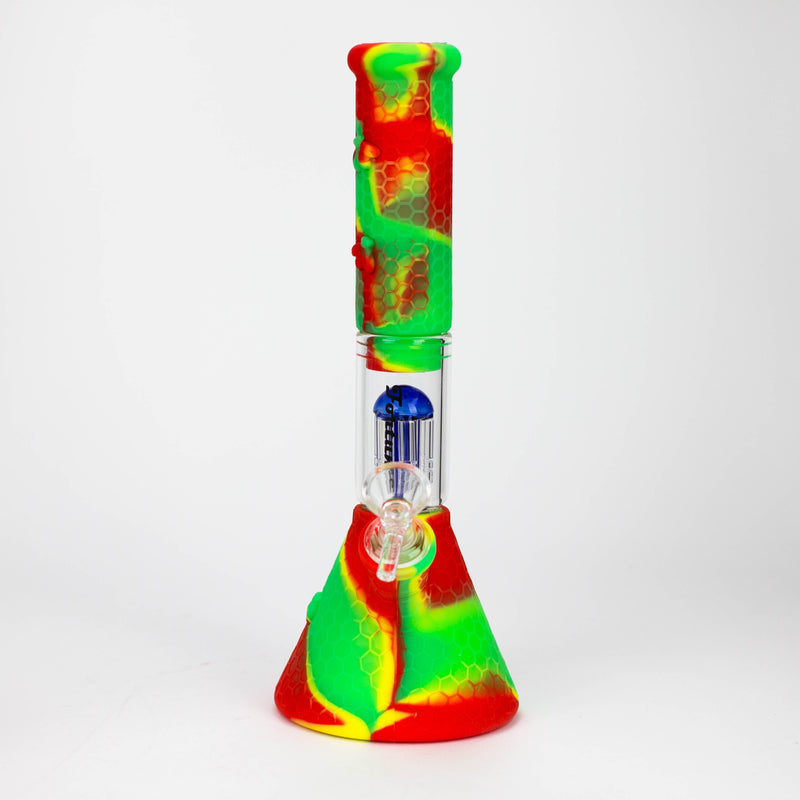 O 11" Silicone with glass percolator bong - Assorted Colours [SP1060]