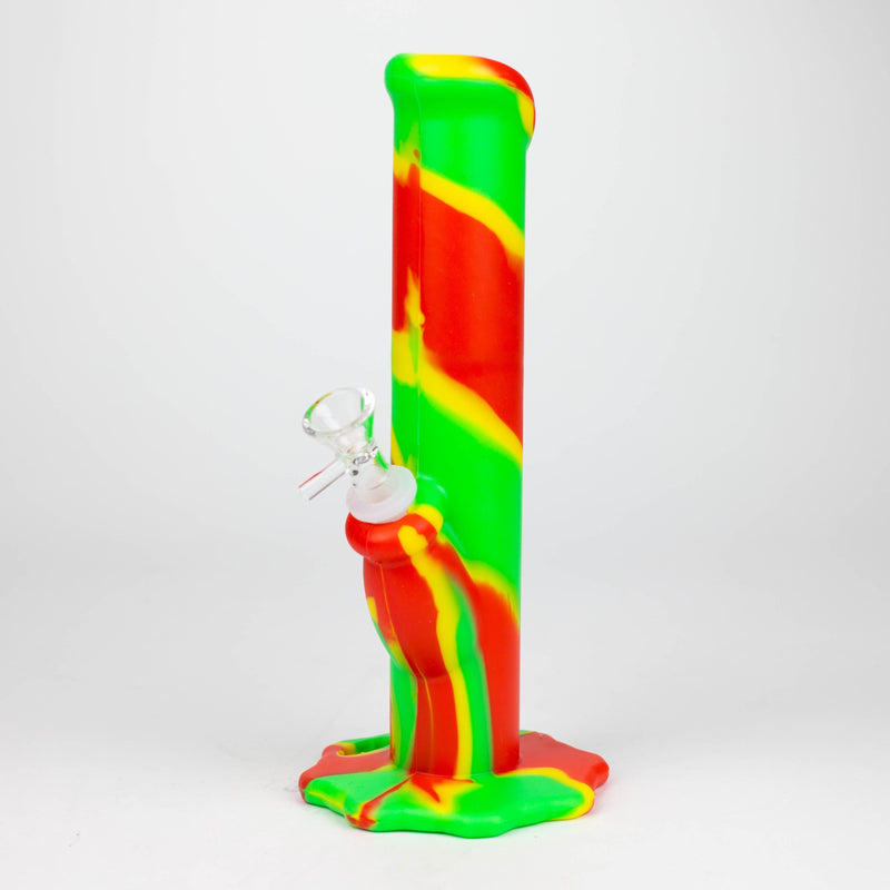 O 10" Straight Tube silicone bong-Assorted Colours [TX9]