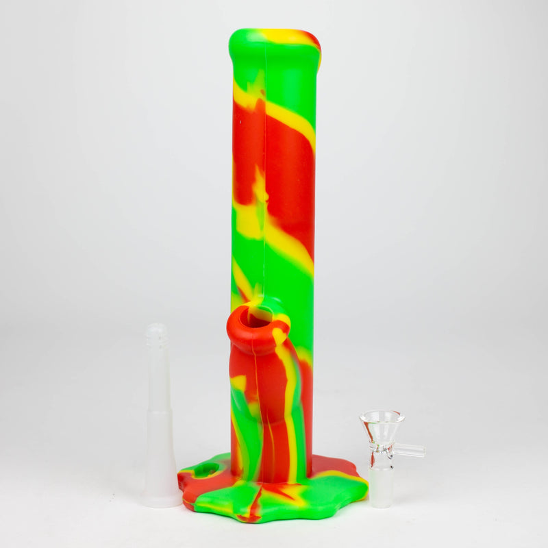 O 10" Straight Tube silicone bong-Assorted Colours [TX9]