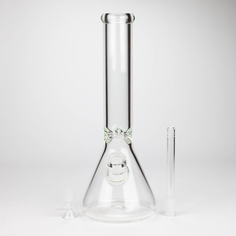 O 14" Exclusive License 7mm Glass Bong with Stickers [C1559]