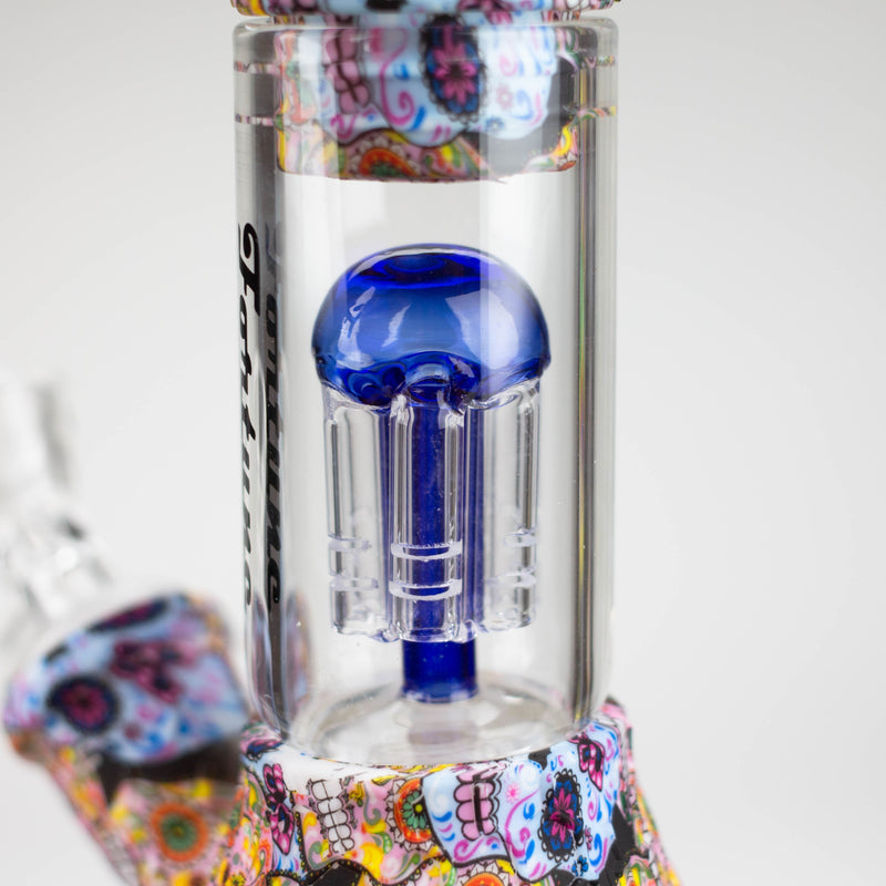 O 11" Graphic Silicone with glass percolator bong - Assorted [SP1060P]