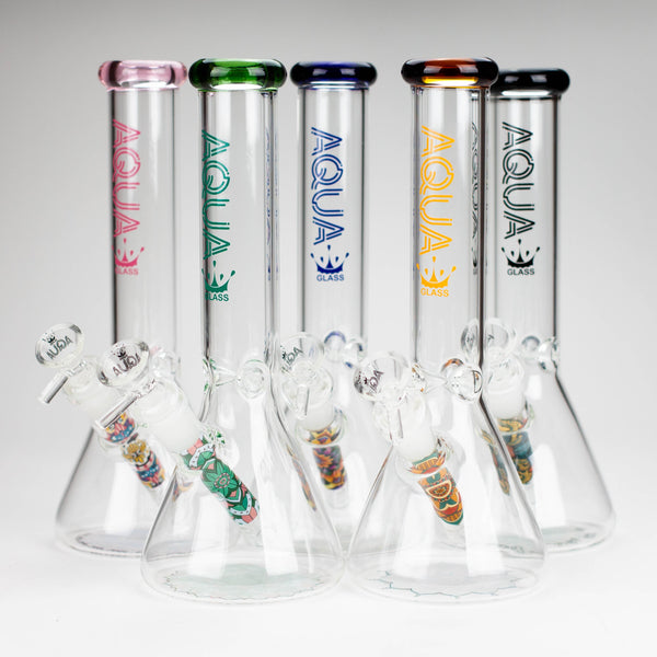 O AQUA | 10" Beaker glass water bong with silicone cap [AQUA200]