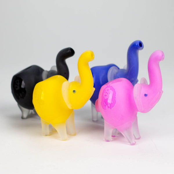O 4.25" Elephant Frosted Glass Pipe - Assorted Colors [PIP187]