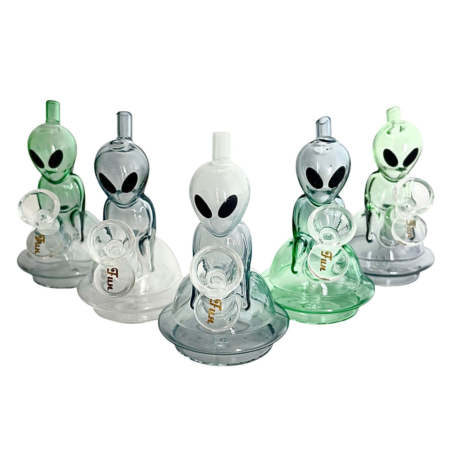 O 5" Alien Design Glass Bong – Compact & Stemless
