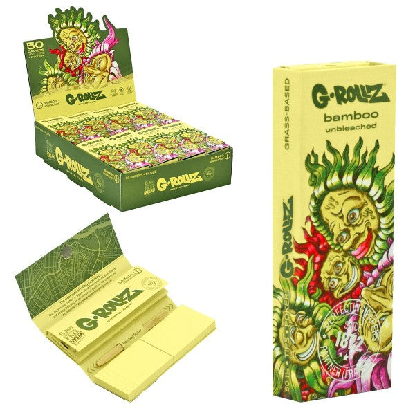 G-Rollz Dunkees 'Sun Flowers' Bamboo 11/4 Rolling Papers + Tips & Tray - 50ct