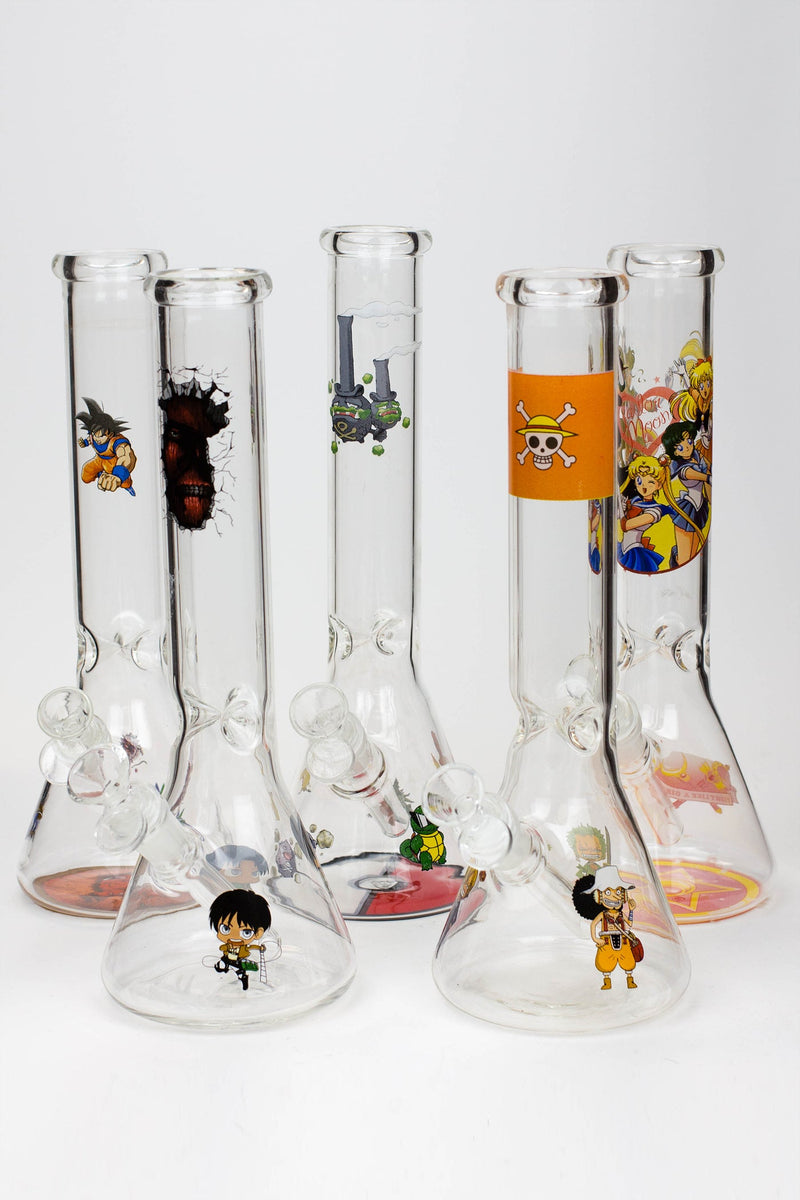 12" Cartoon beaker glass water bong- - One Wholesale