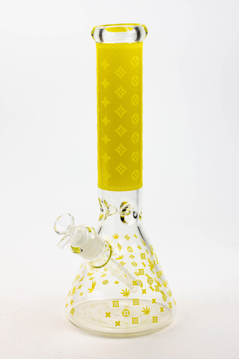 14" Luxury Patten Glow in the dark 7 mm glass bong [A24]-Yellow - One Wholesale