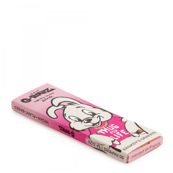 G-Rollz Banksy's Graffiti 'Thug 4 Life' Lightly Dyed Pink 11/4 Rolling Papers - 25ct