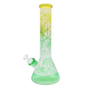 14" Water Pipe with Peacock and Leaf Print, 7mm