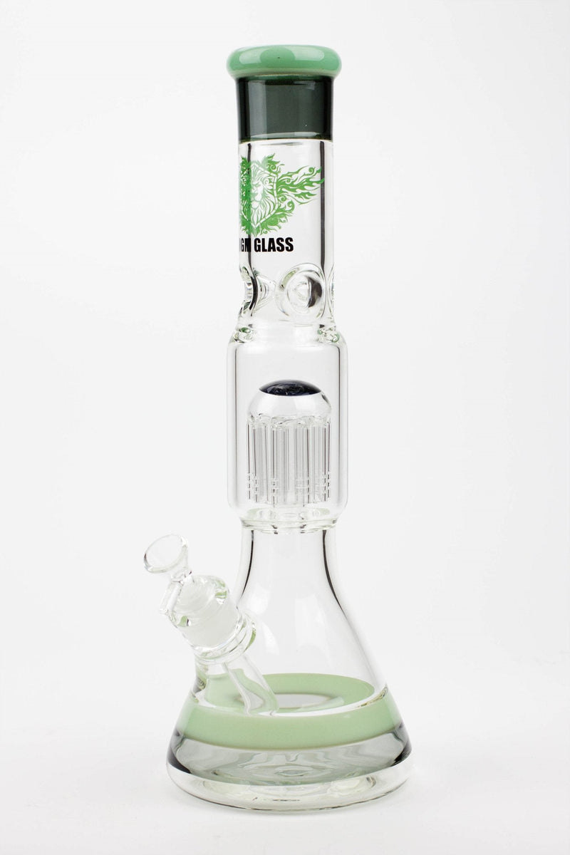 16" MGM glass / 7 mm / single tree arm glass water bong-Milky Green - One Wholesale