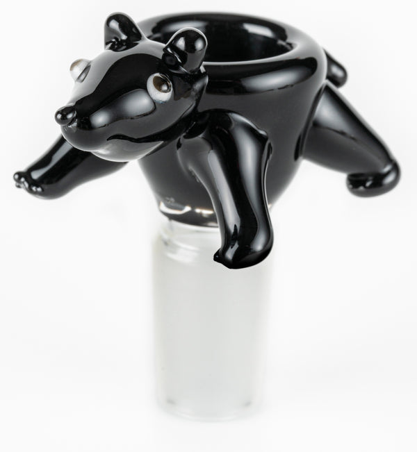 SC K016 14mm Black Bear bowl by Kent's Glass Canadian artist