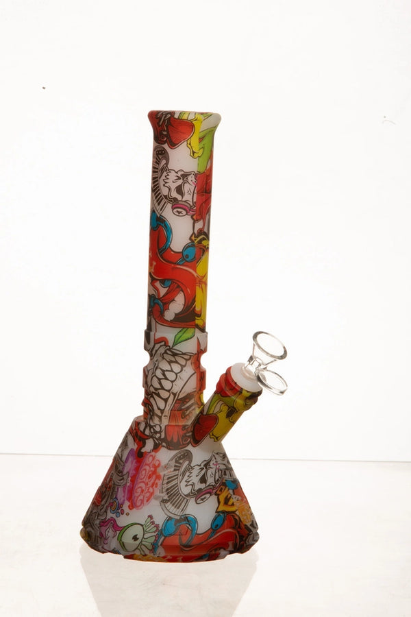 12 Inch Trippy Art Assorted Colours Silicone Bong