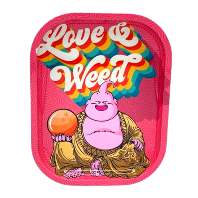 Love and Weed Metal Rolling Tray Small 7 x 5.5 Inch