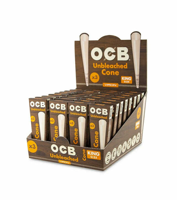 OCB Virgin Unbleached King Size Cones 12ct