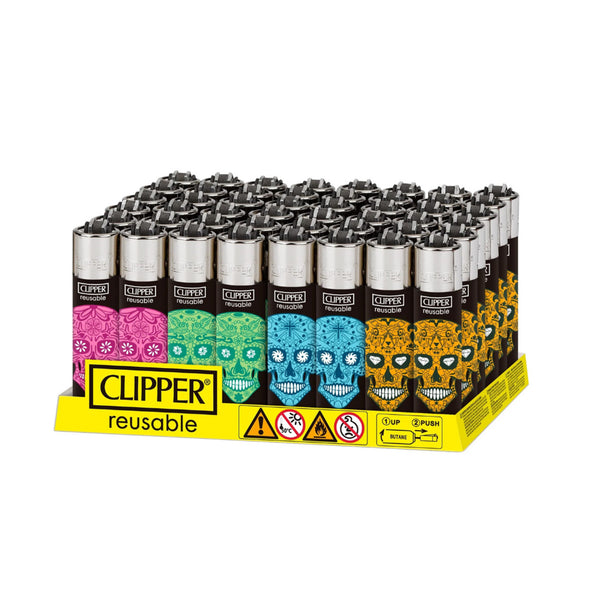 Clipper Mexican Skull Lighters - 48ct