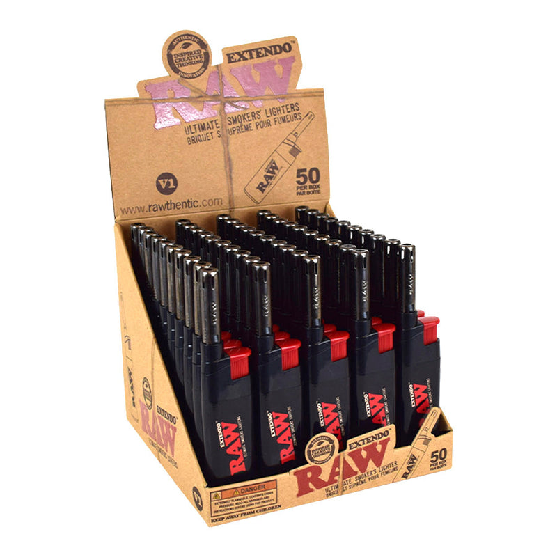 RAW  | Extendo Lighters Adjustable Flame Refillable Lighters – Display/50