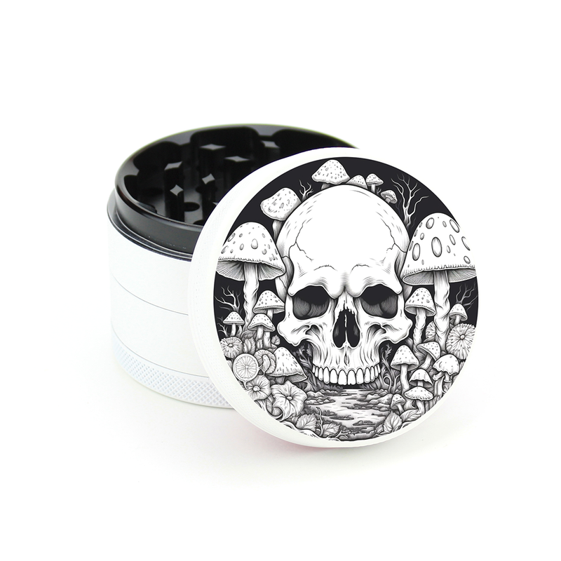 O Green Star | 2.5" (63mm) Soft Touch Grinder - Skull and Mushrooms Design