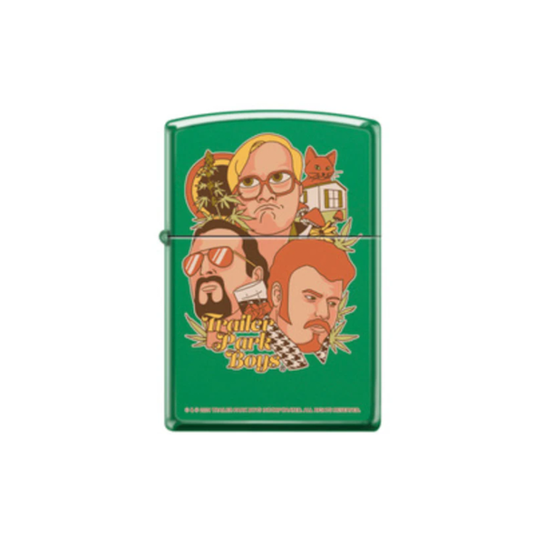 O Zippo 114937 Trailer Park Boys Logo Green Matte