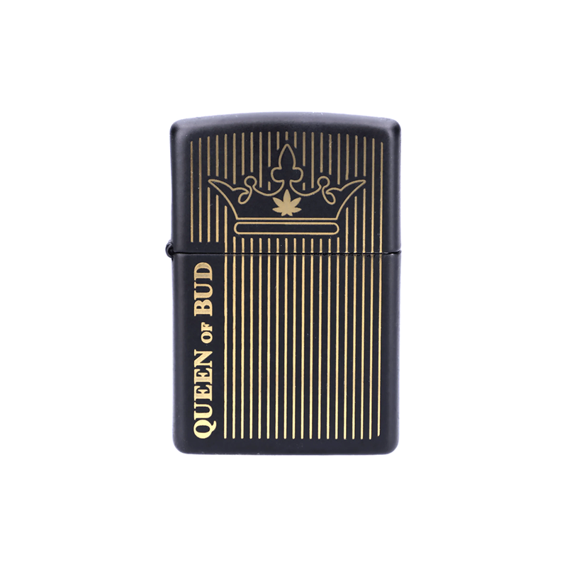 O Zippo 116113 Queen of Bud Black Obsidian Vertical Flame