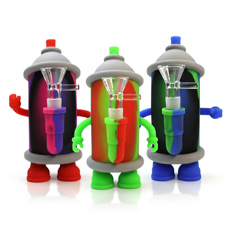 6″ Colorful Silicone Pipe with 14mm Glass Bowl [SMKZ162] Resin · Silicone · Plastic Bong Canadian Distributor