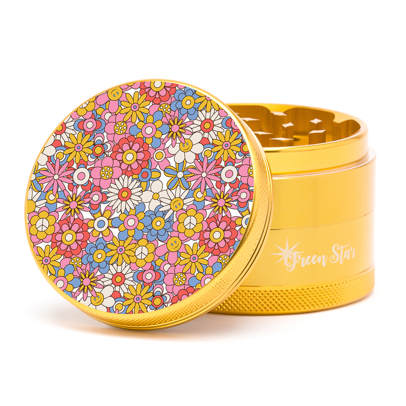 O Green Star | 2.5" (63mm) Herb Grinder - Retro Flowers