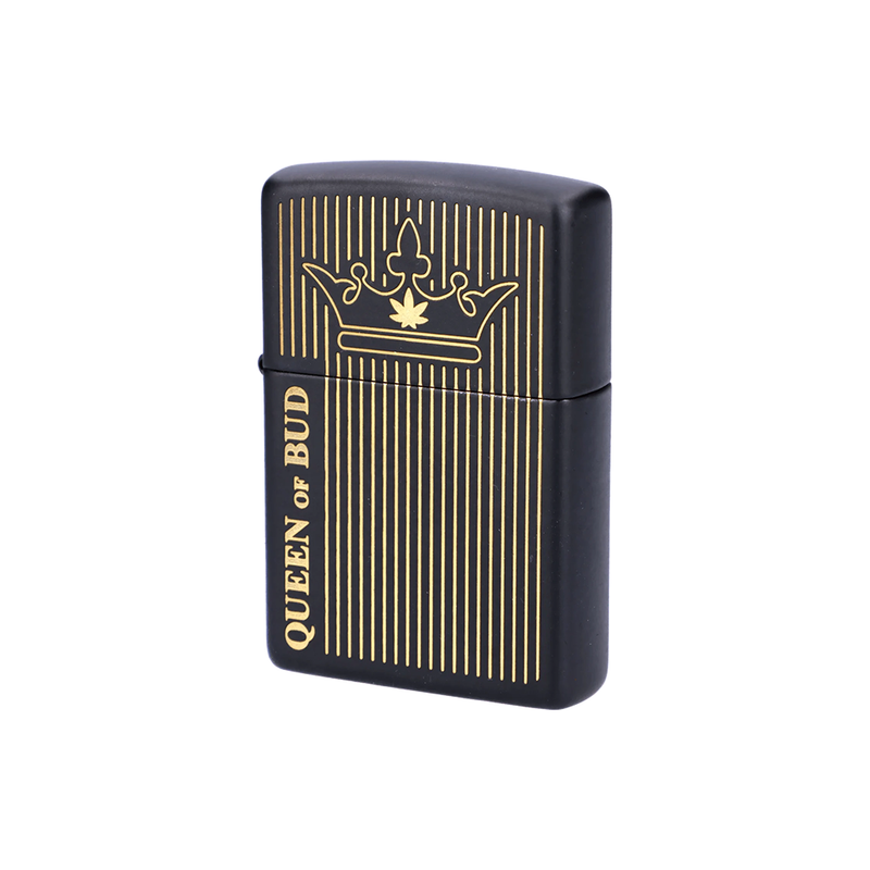 O Zippo 116113 Queen of Bud Black Obsidian Vertical Flame