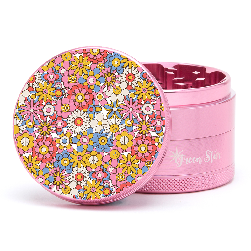 O Green Star | 2.5" (63mm) Herb Grinder - Retro Flowers