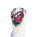 Metallic Kokum Floral Scarf Pack of 10 Scarf Canadian Distributor 45″ x 45″ White