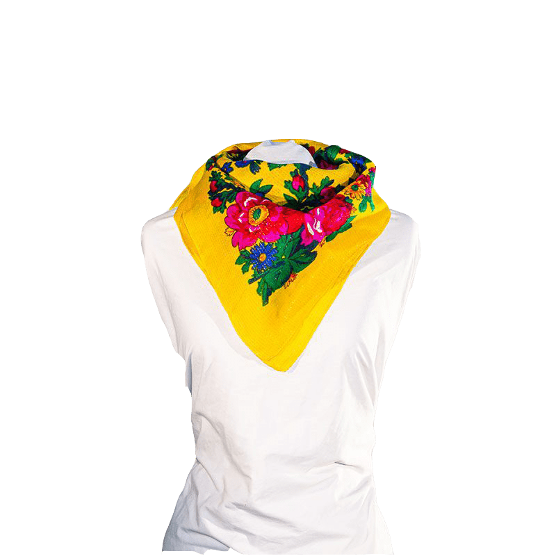 Metallic Kokum Floral Scarf Pack of 10 Scarf Canadian Distributor 30"x30" Yellow