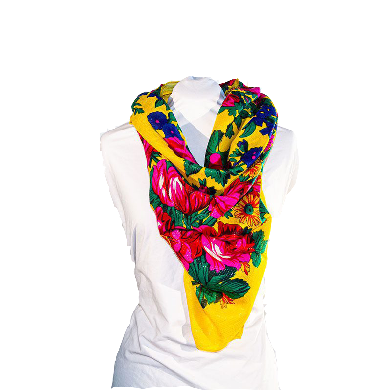 Metallic Kokum Floral Scarf Pack of 10 Scarf Canadian Distributor 45″ x 45″ Yellow