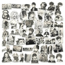 50-Piece Black & White Anime Sticker Pack – Series 02