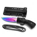 5.7" Rainbow Blade Mini Fixed Blade Knife with Pistol Grip