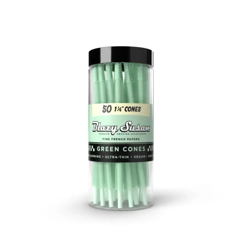 SC Blazy Susan Alien GREEN 1 1/4 Cones 50 ct Jar Rolling Papers