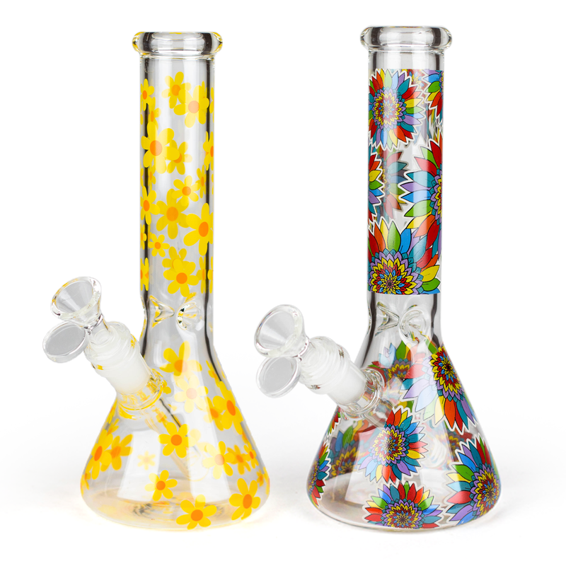 O 10" Flower Design Glass Bong