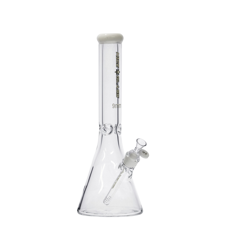 16" 9mm Nice Glass Flat Mouth Beaker Bong - Assorted Colours