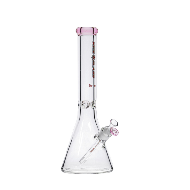 16" 9mm Nice Glass Flat Mouth Beaker Bong - Assorted Colours