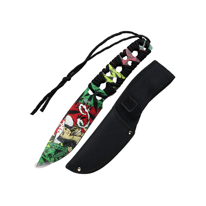 10″ 3D Girl & Leaves Pattern Blade Hunting Knife [14069] Fixed Blade Knives Canadian Distributor Design 2 (14068)