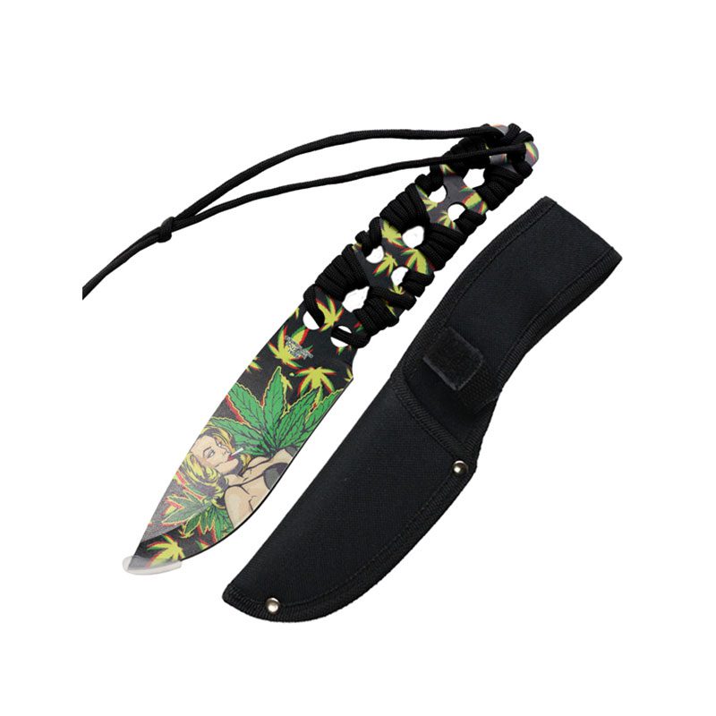 10″ 3D Girl & Leaves Pattern Blade Hunting Knife [14069] Fixed Blade Knives Canadian Distributor Design 3 (14069)