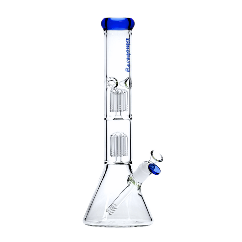 15" Blueberry Double Tree Perc Beaker - Assorted Colours