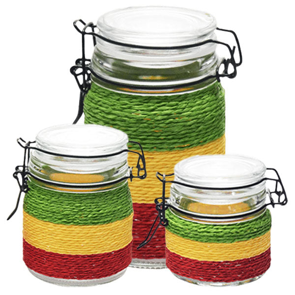 Rasta Colorful Glass Storage Jar – Multiple Sizes Available [SMKZ-146] Jar Canadian Distributor