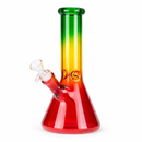 8" Three-Tone Color Glass Beaker Bong Glass Bong 777 Smoke Green+Yellow+Red