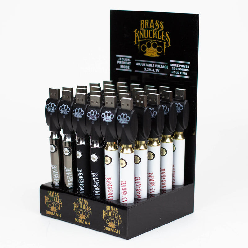 O 900 mAh Brass Knuckles Vape Battery Display of 30