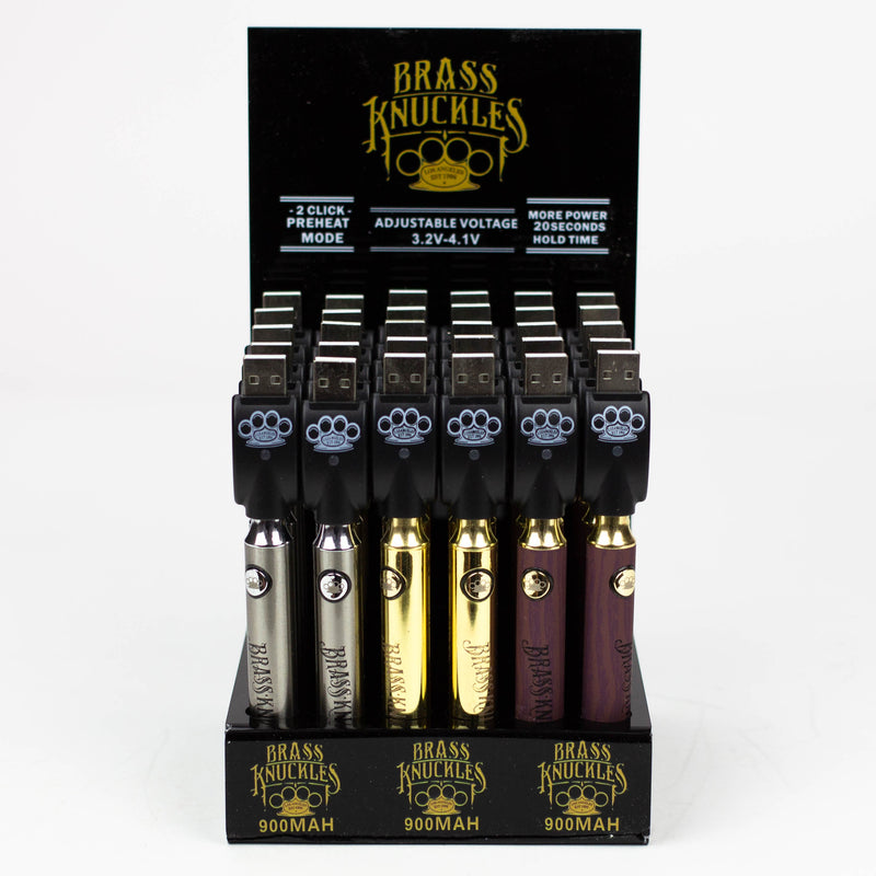 O 900 mAh Brass Knuckles Vape Battery Display of 30